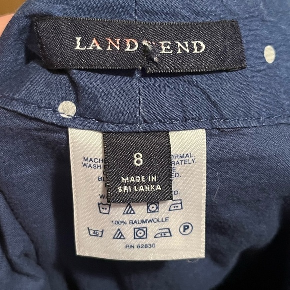 Lands End Blue and White Polka Dot Button-Front Midi Skirt - Picture 11 of 12